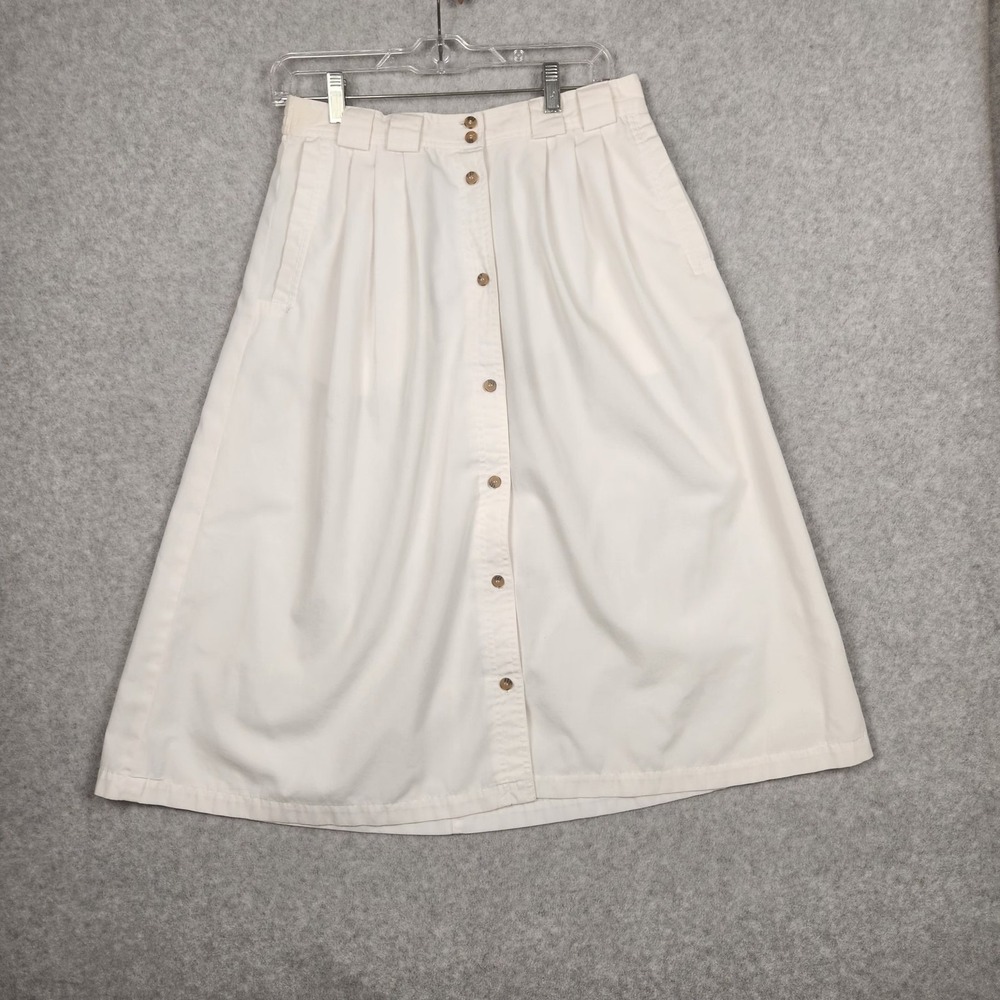 Vintage Chaus Petites Skirt Womens 12 Button Front A-Line Pockets Midi 90s